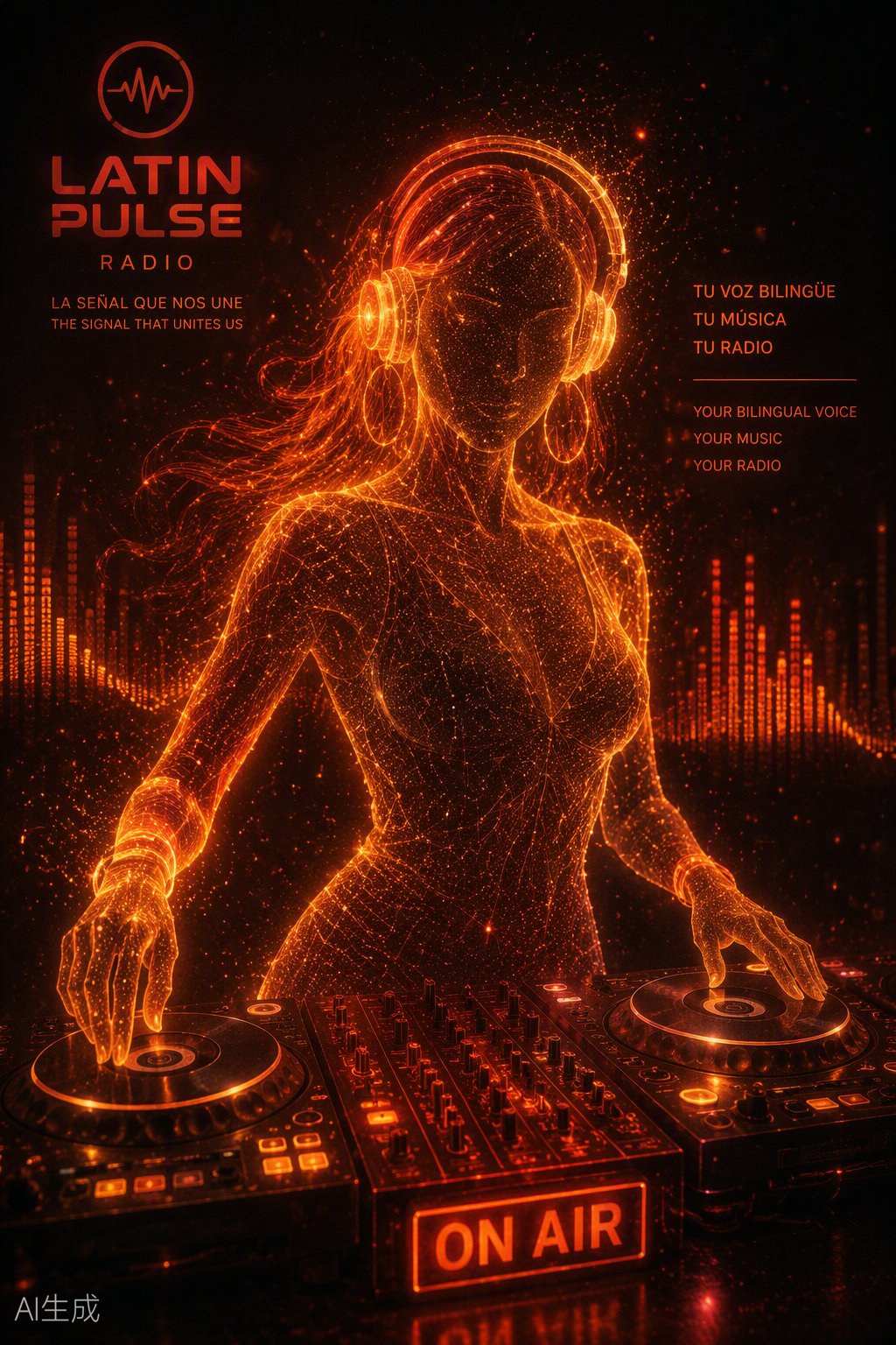 AI DJ hologram at the decks